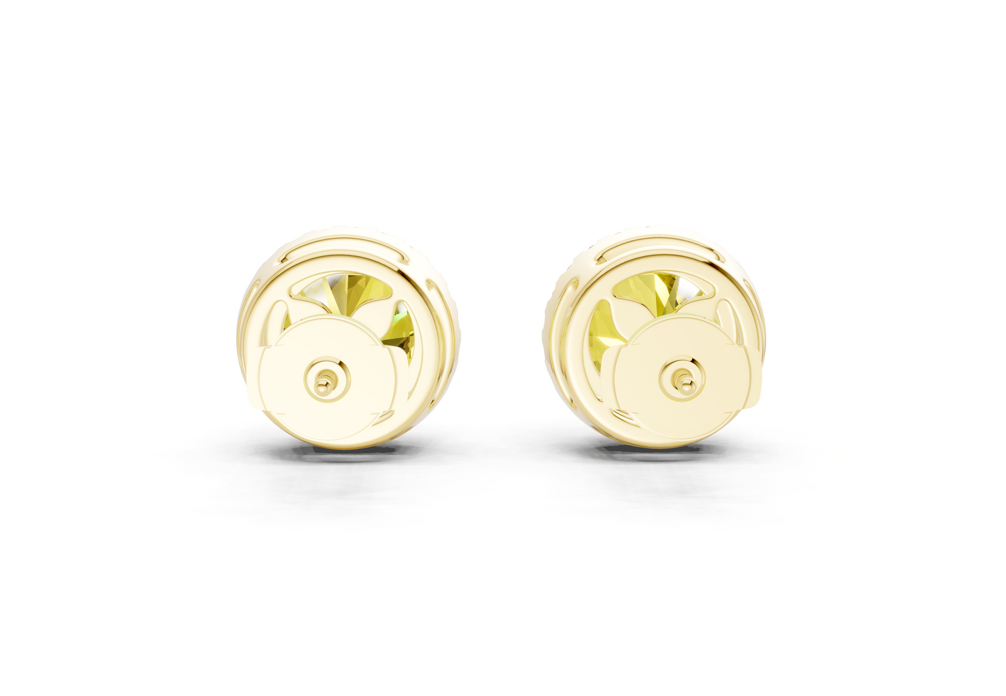 Marseille Halo Yellow Diamond Round Cut Studs