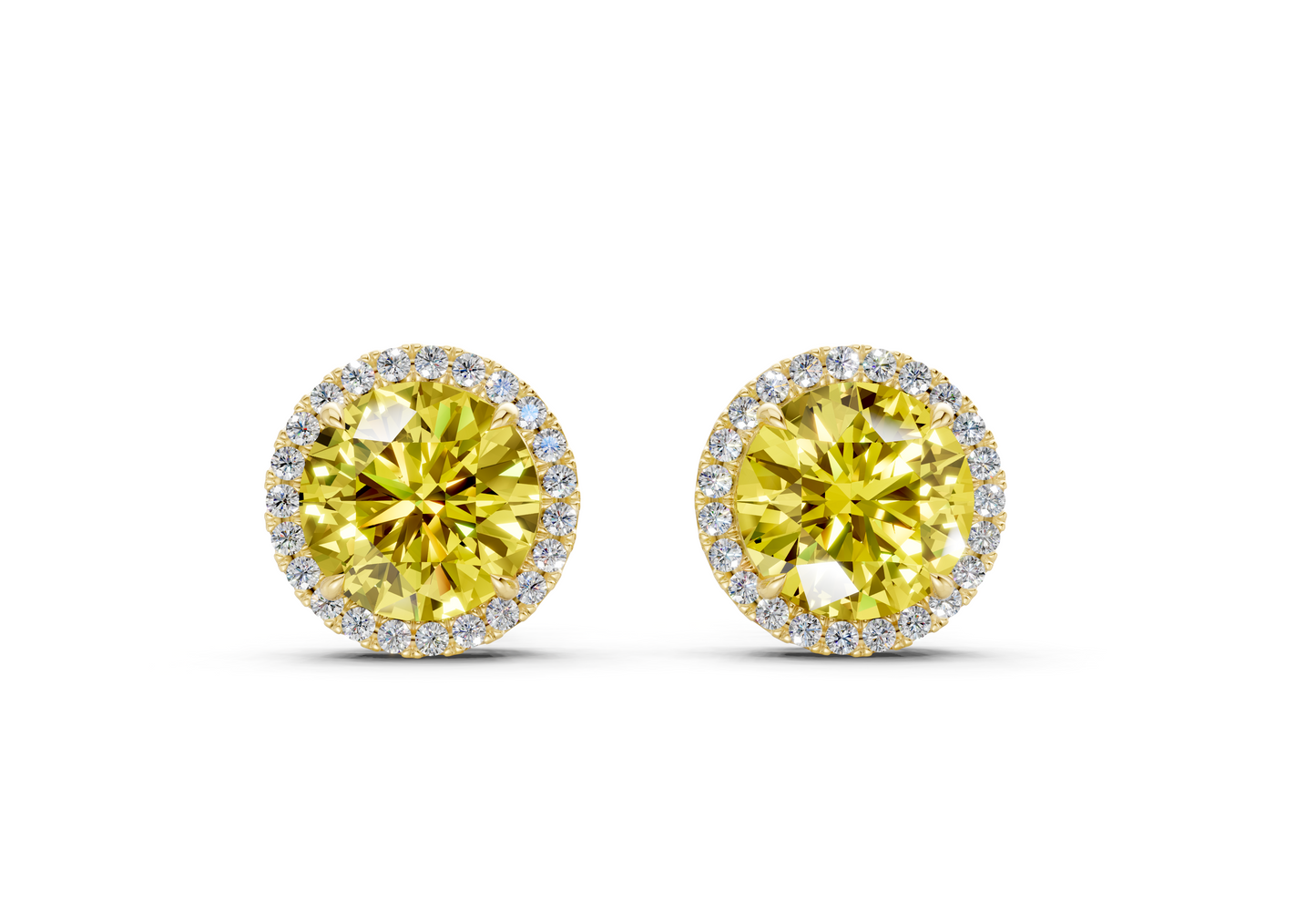 Marseille Halo Yellow Diamond Round Cut Studs
