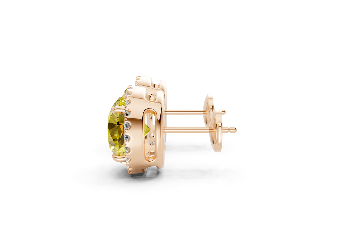 Marseille Halo Yellow Diamond Round Cut Studs