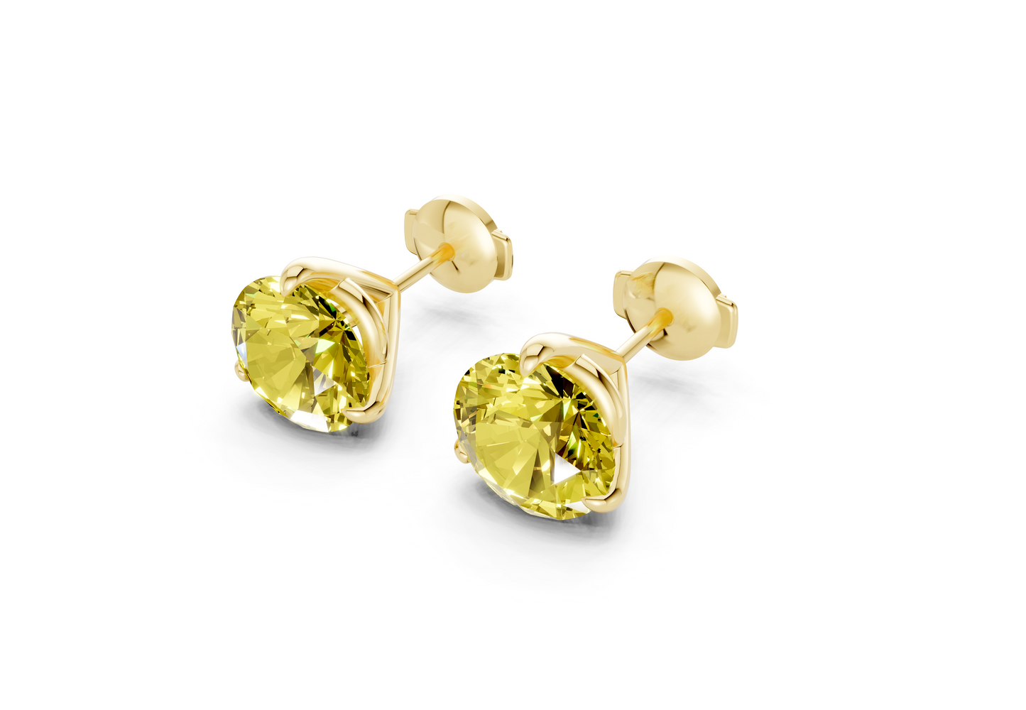 Florence Classic Yellow Diamond Round Cut Studs