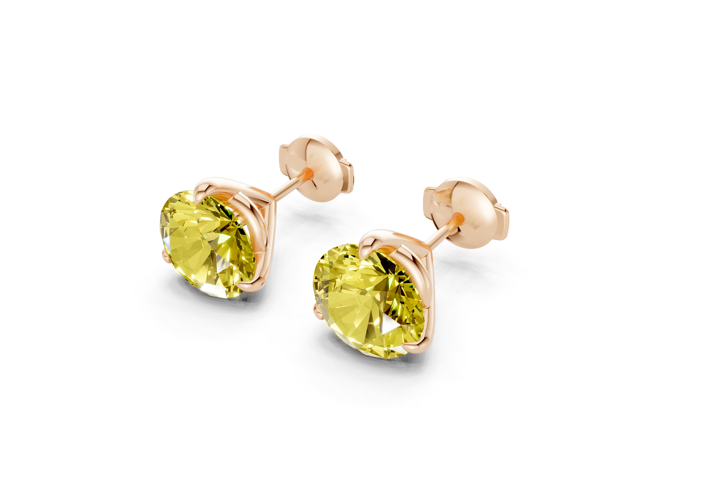Florence Classic Yellow Diamond Round Cut Studs