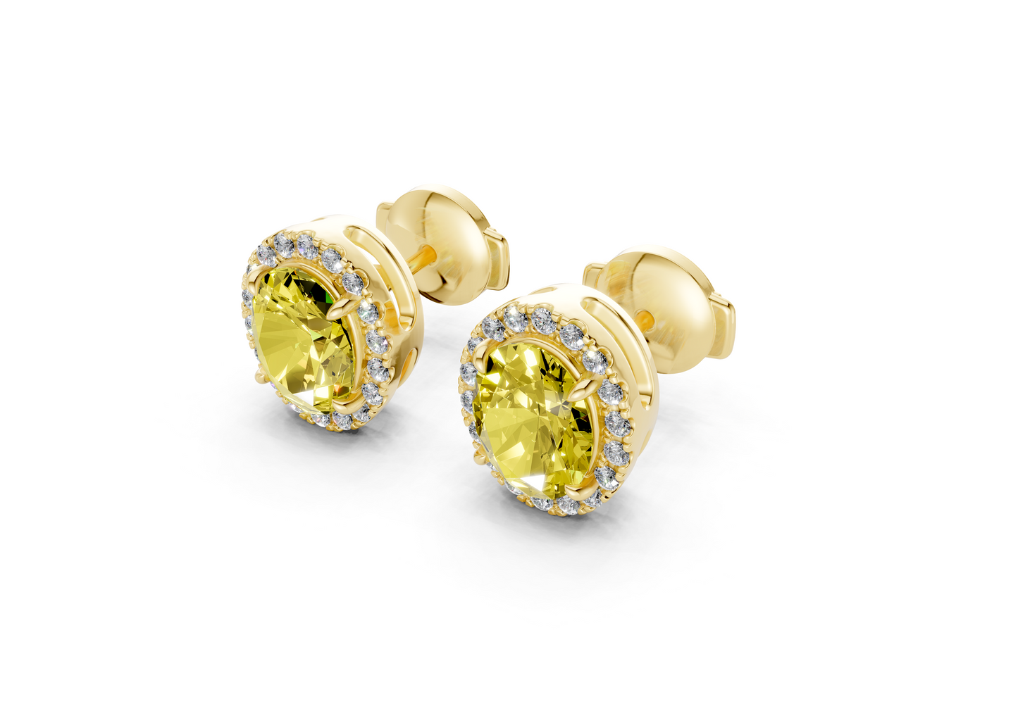 Marseille Halo Yellow Diamond Oval Cut Studs