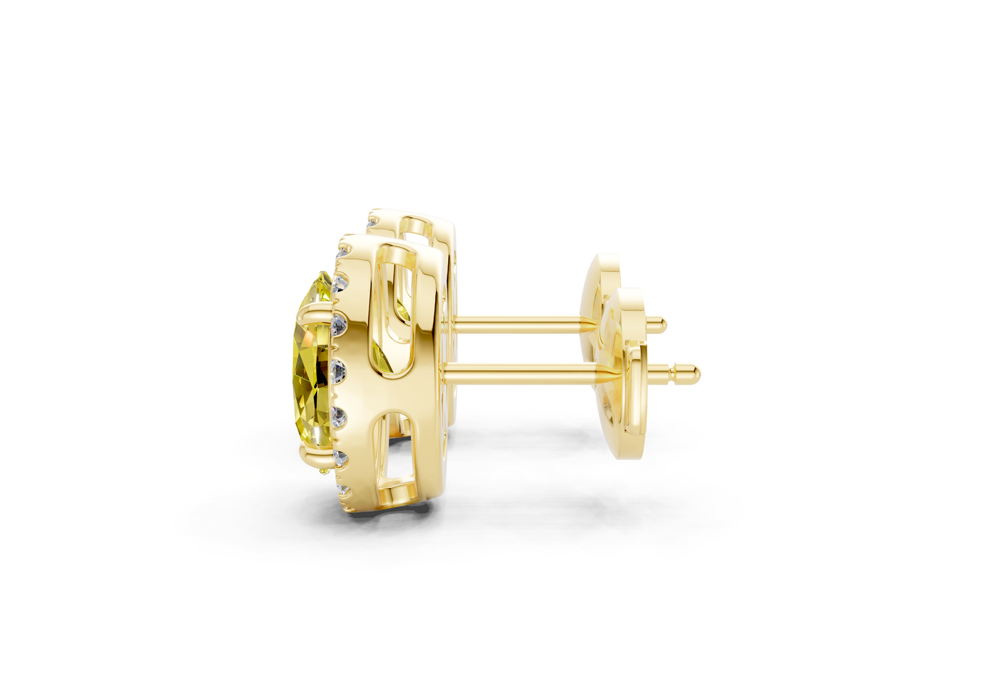 Marseille Halo Yellow Diamond Oval Cut Studs
