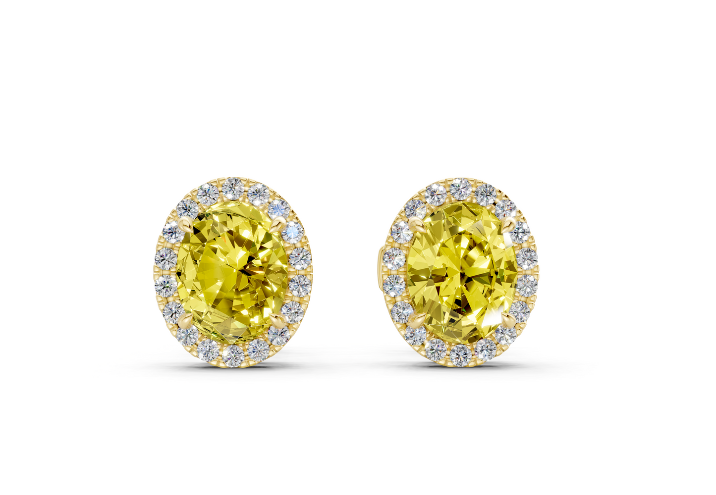 Marseille Halo Yellow Diamond Oval Cut Studs