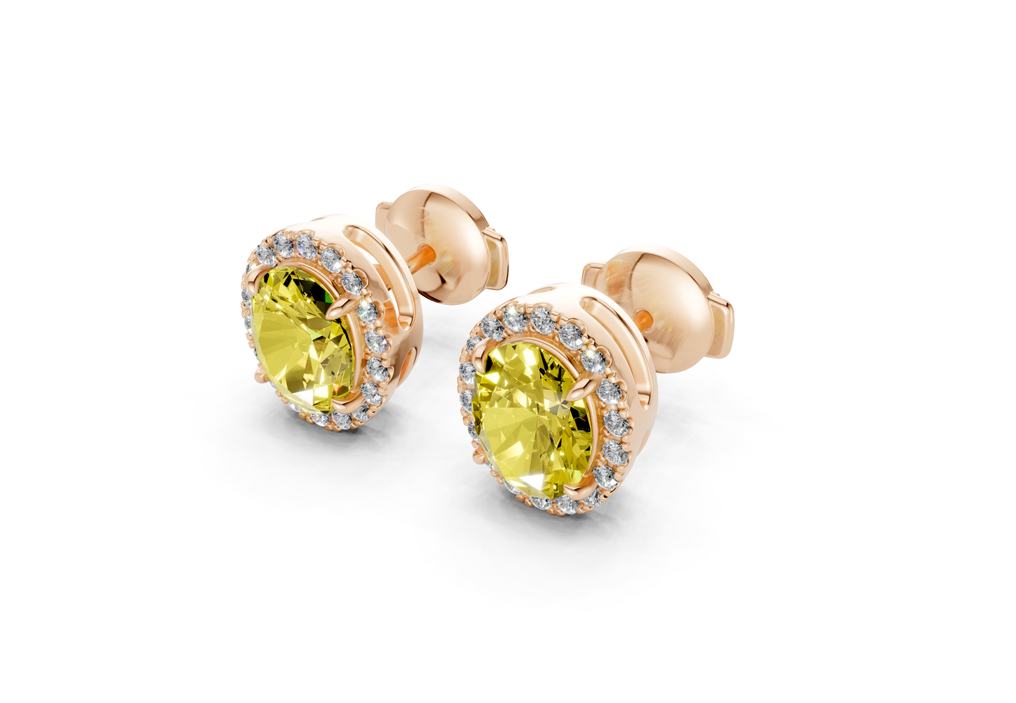 Marseille Halo Yellow Diamond Oval Cut Studs