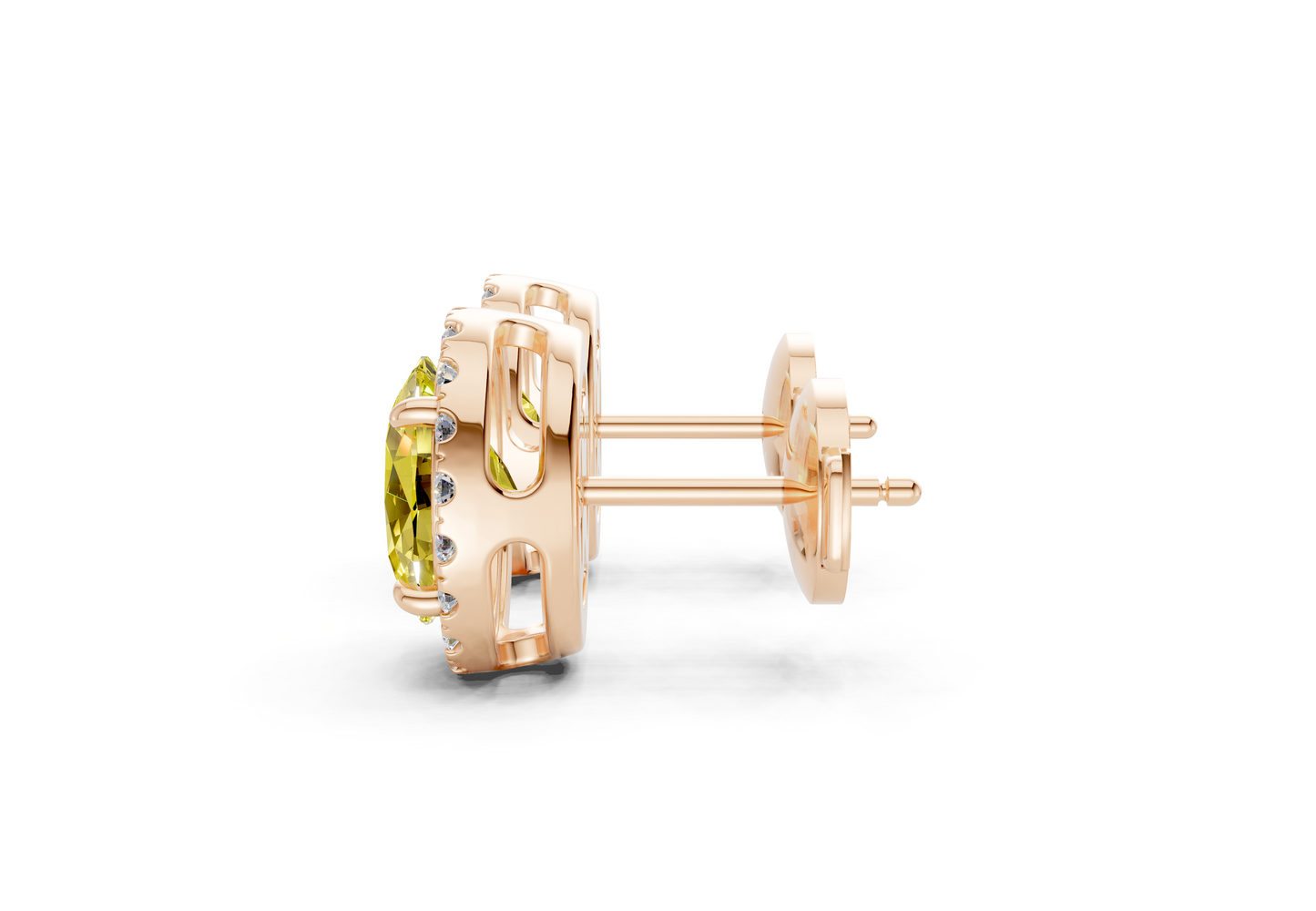 Marseille Halo Yellow Diamond Oval Cut Studs