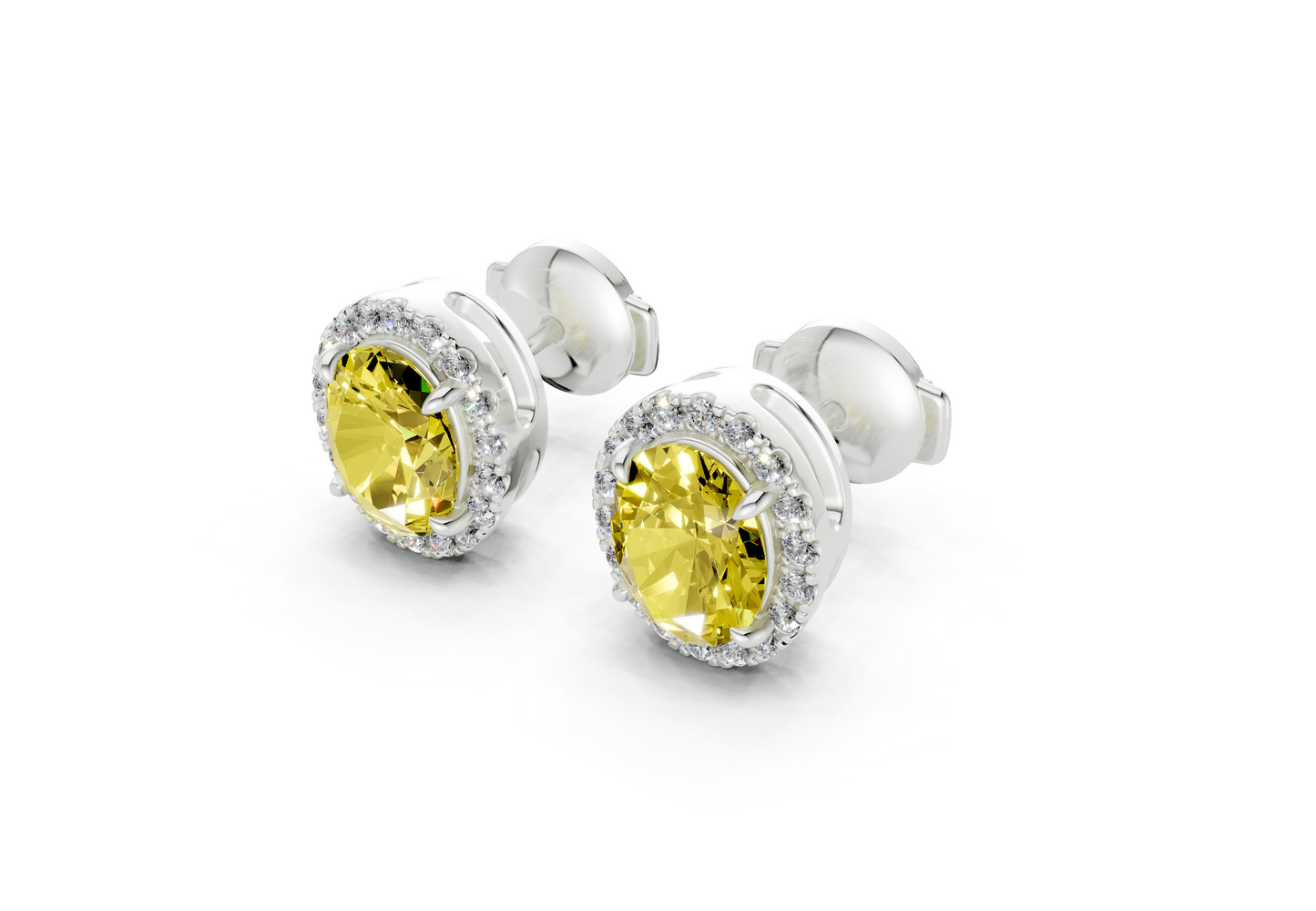 Marseille Halo Yellow Diamond Oval Cut Studs