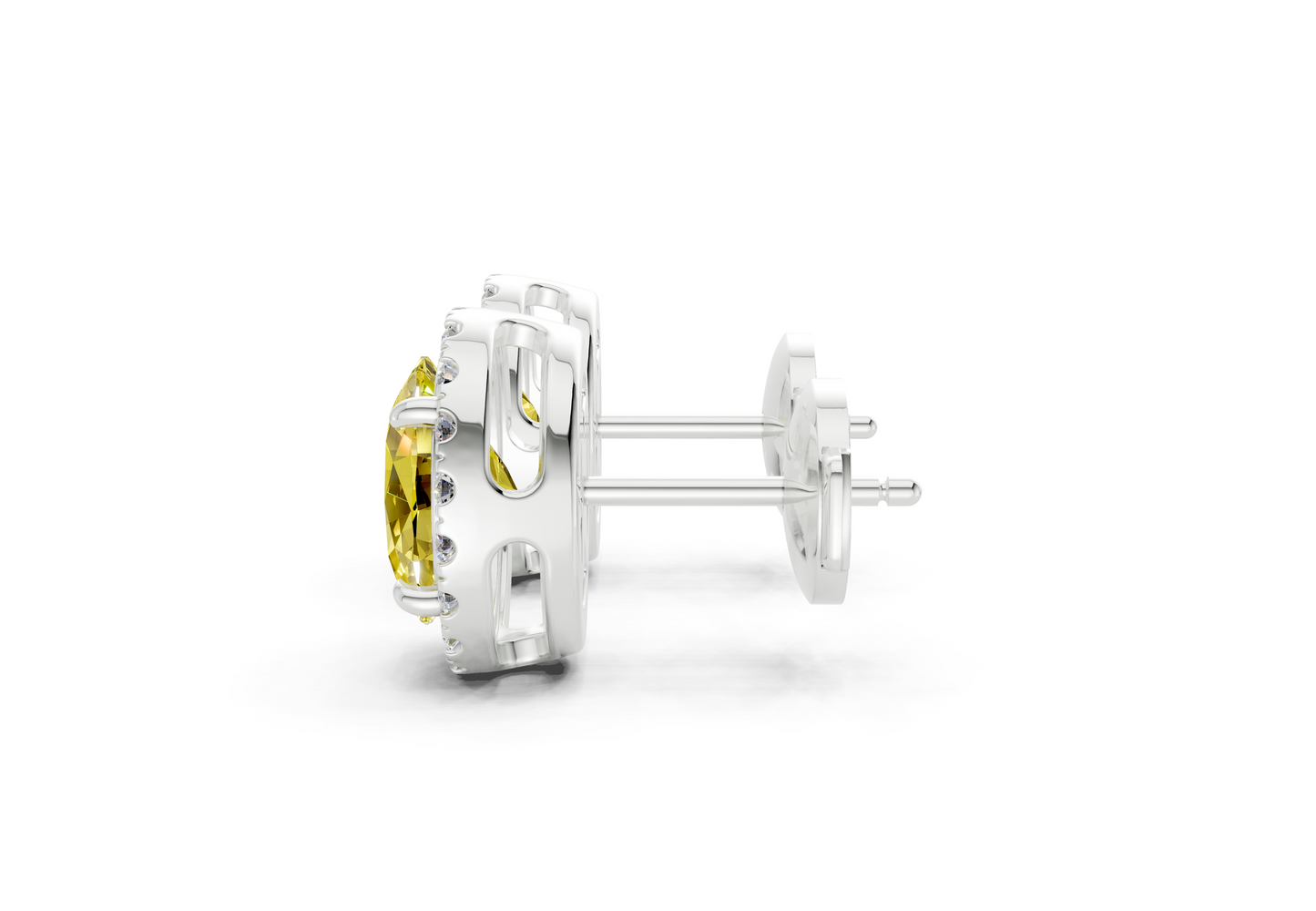 Marseille Halo Yellow Diamond Oval Cut Studs