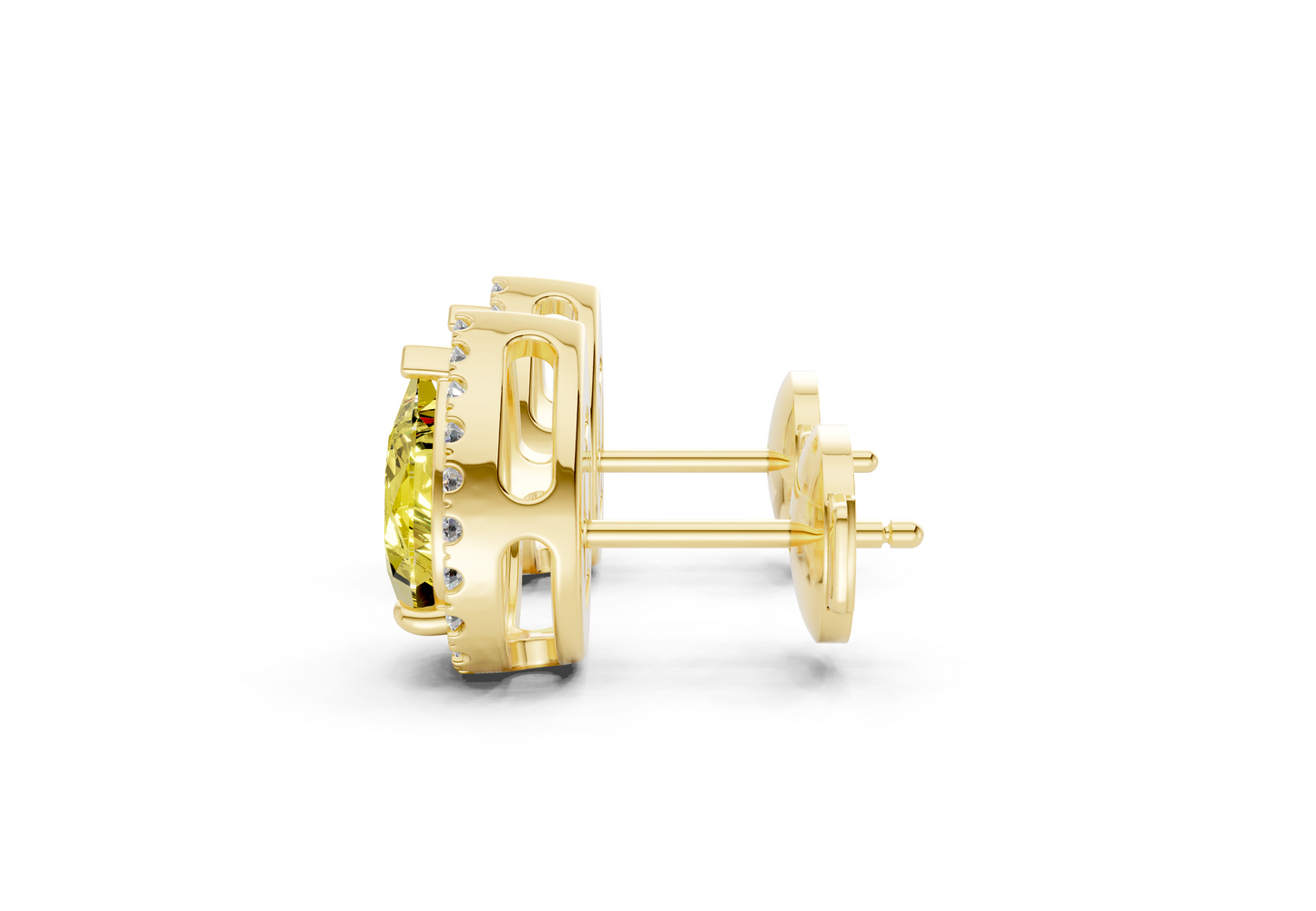 Marseille Halo Yellow Diamond Pear Cut Studs