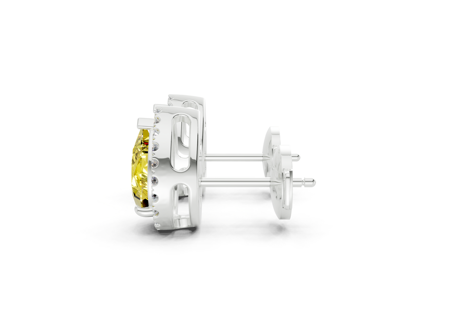 Marseille Halo Yellow Diamond Pear Cut Studs