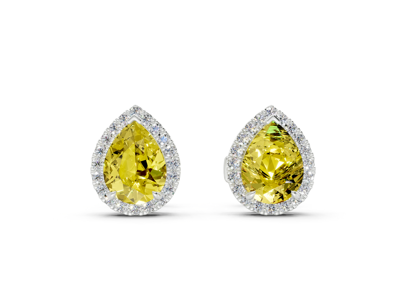 Marseille Halo Yellow Diamond Pear Cut Studs