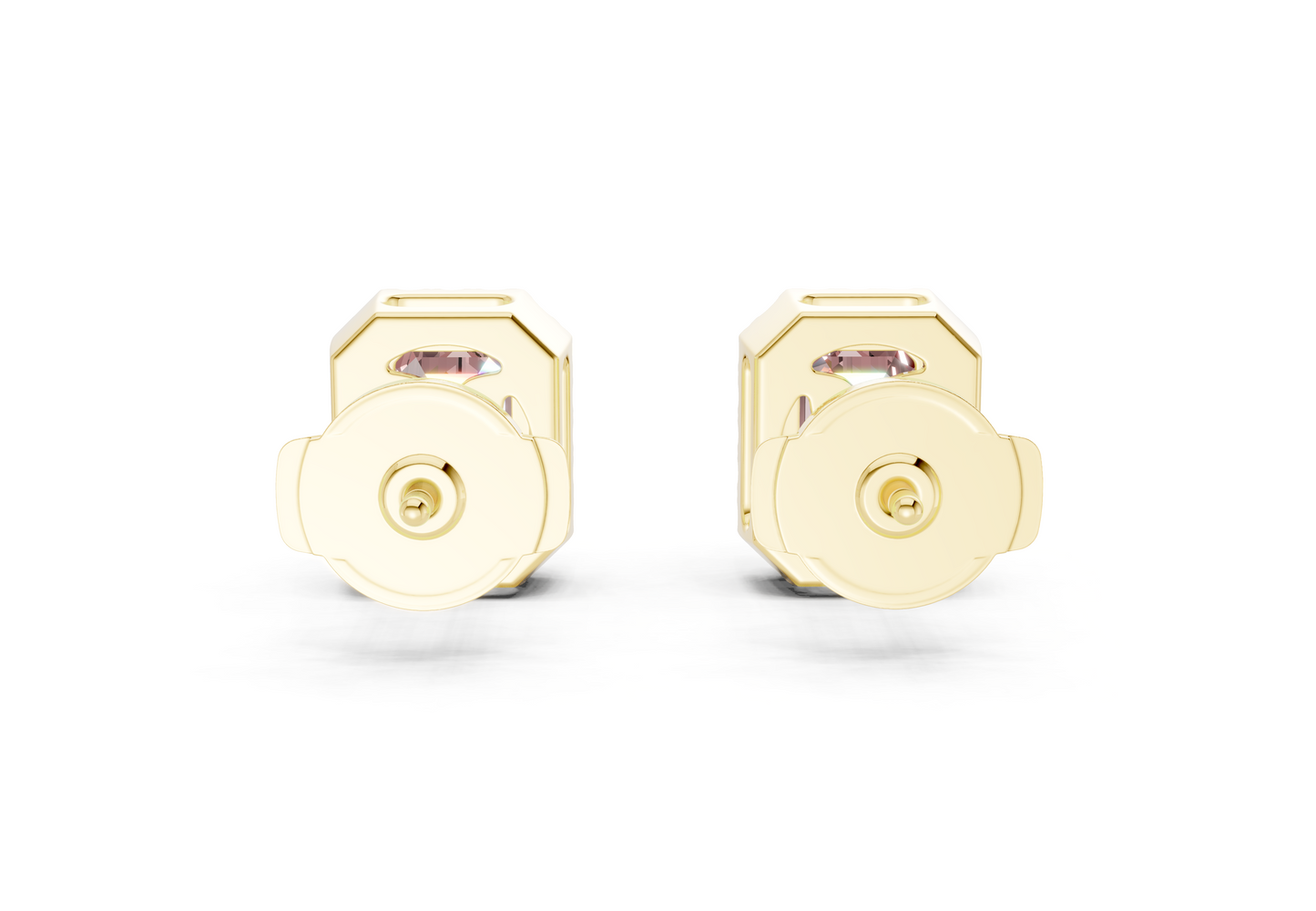 Marseille Halo Pink Diamond Emerald Cut Studs