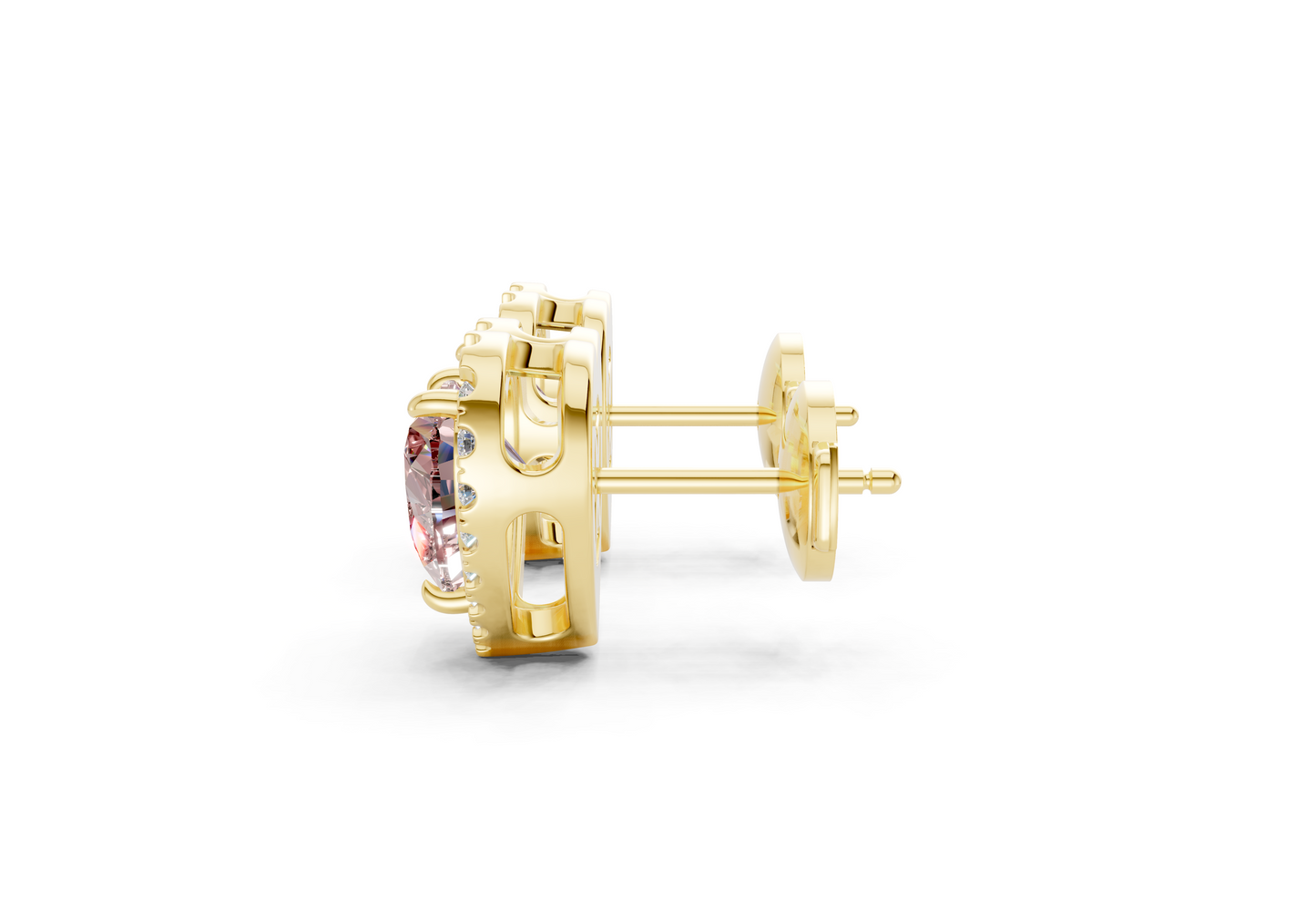 Marseille Halo Pink Diamond Heart Cut Studs