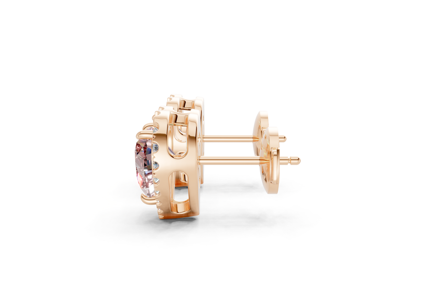 Marseille Halo Pink Diamond Heart Cut Studs