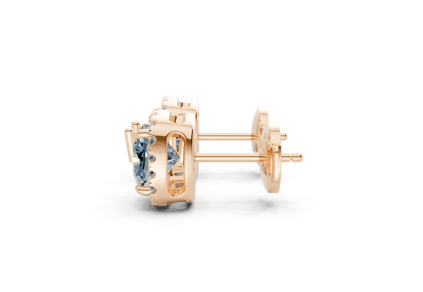 Marseille Halo Blue Diamond Cushion Cut Studs