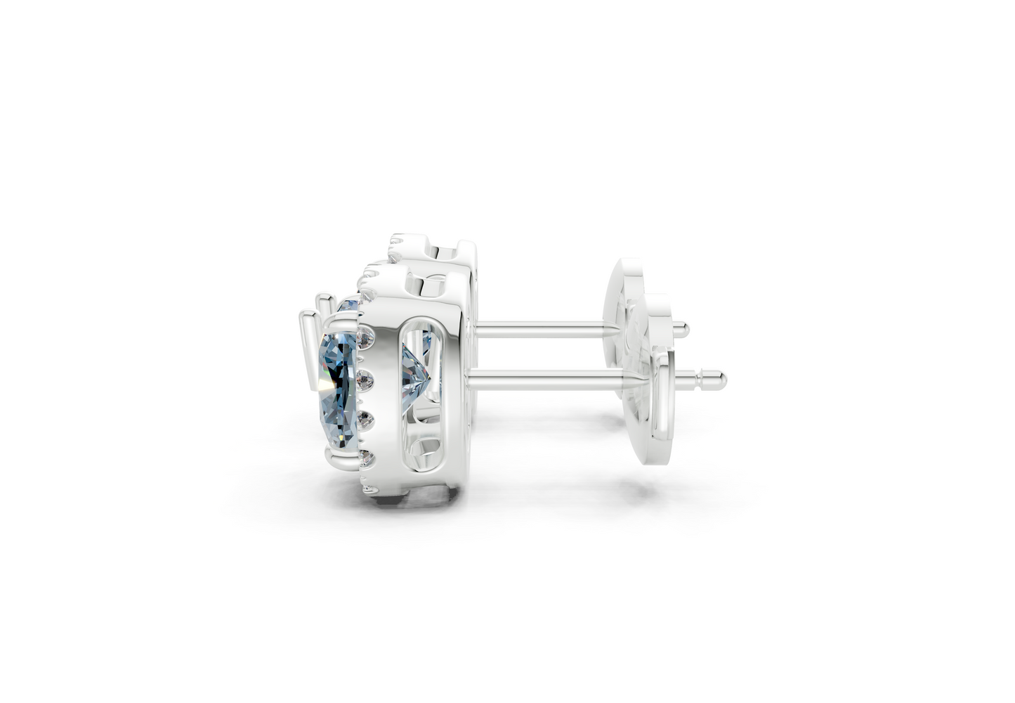 Marseille Halo Blue Diamond Cushion Cut Studs