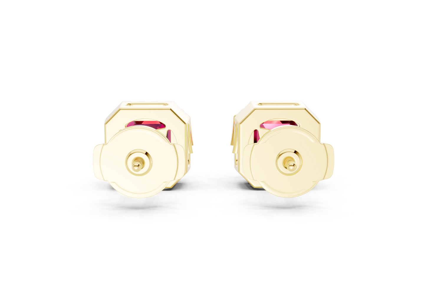 Marseille Halo Ruby Gemstone Asscher Cut Studs