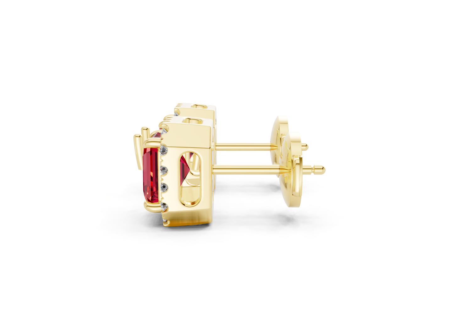 Marseille Halo Ruby Gemstone Asscher Cut Studs