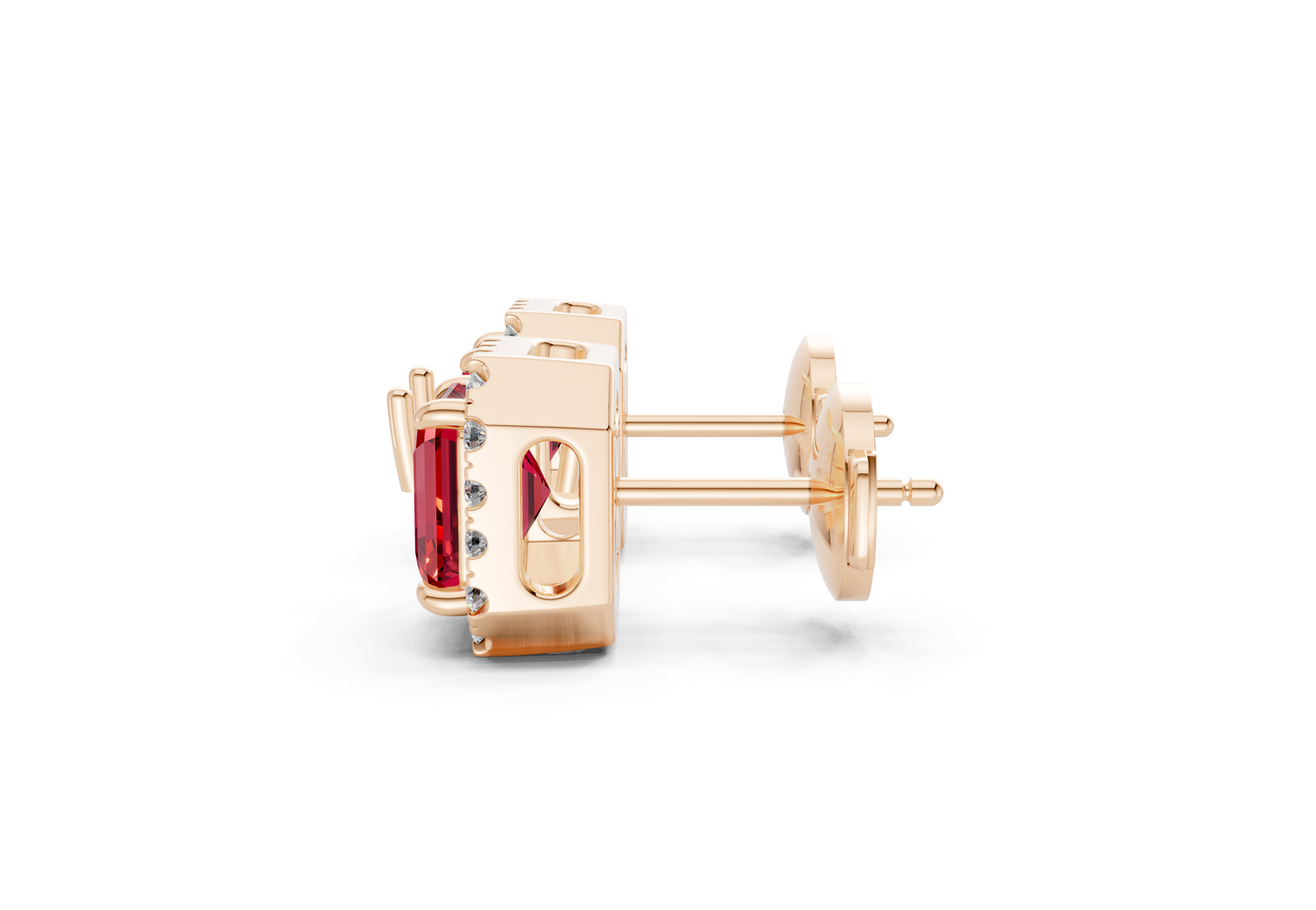 Marseille Halo Ruby Gemstone Asscher Cut Studs
