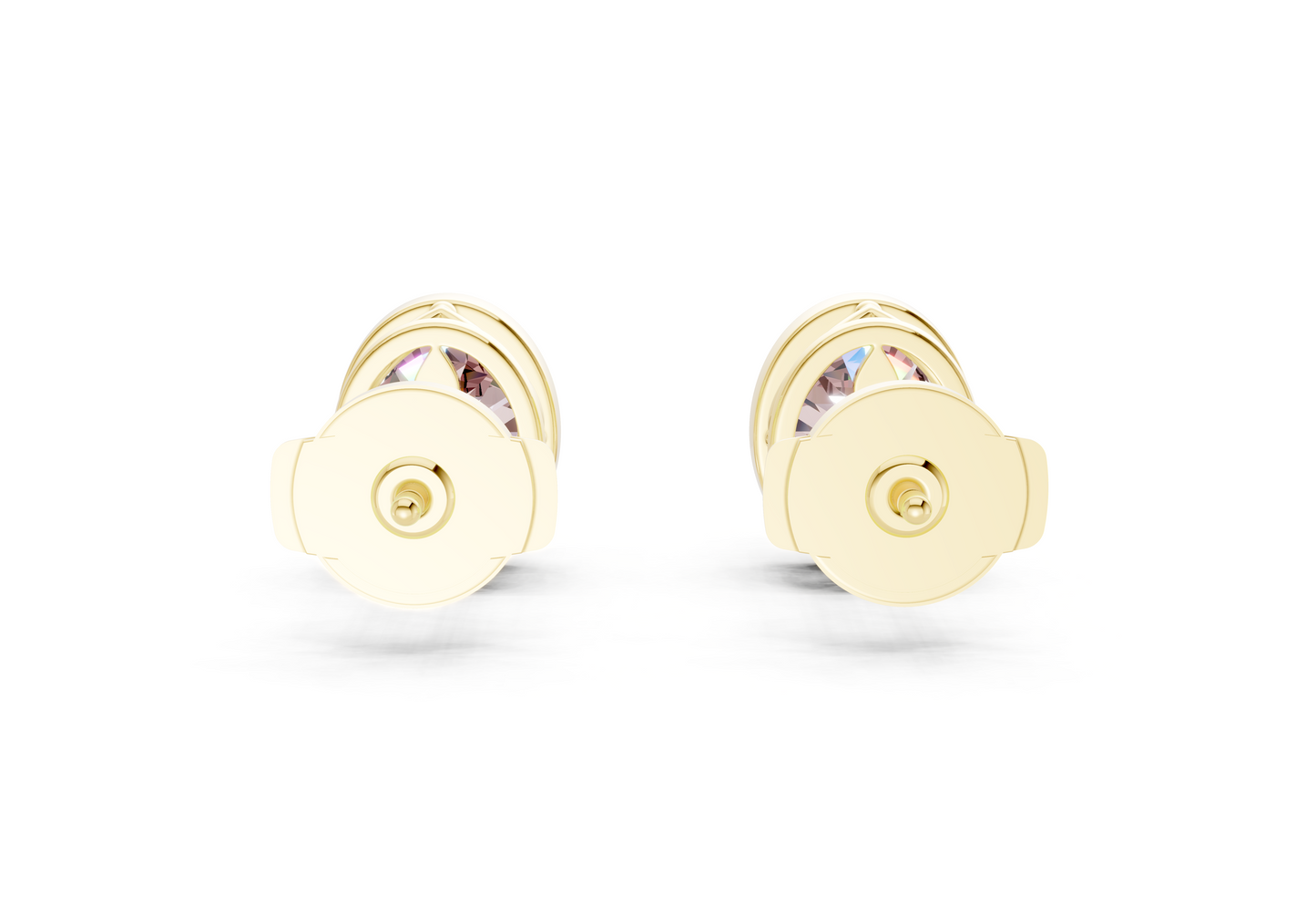 Solane Pink Diamond Oval Cut Bezel Studs