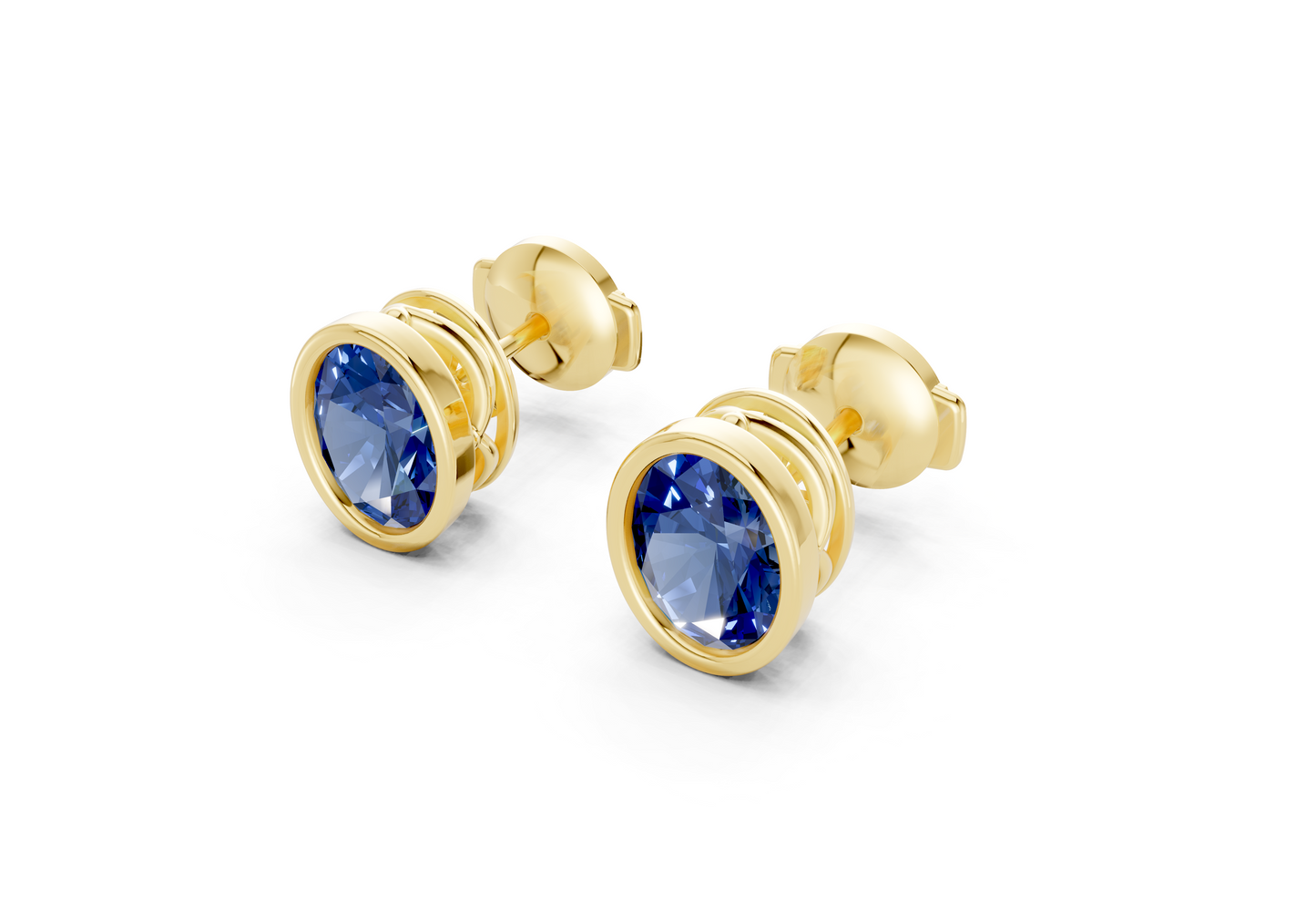 Solane Sapphire Gemstone Oval Cut Bezel Studs