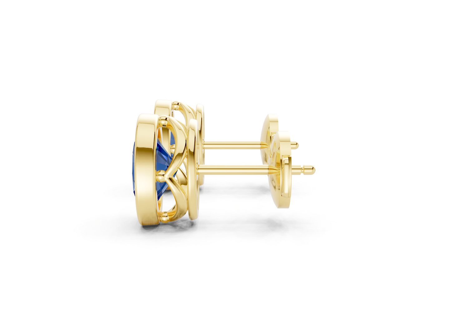 Solane Sapphire Gemstone Oval Cut Bezel Studs