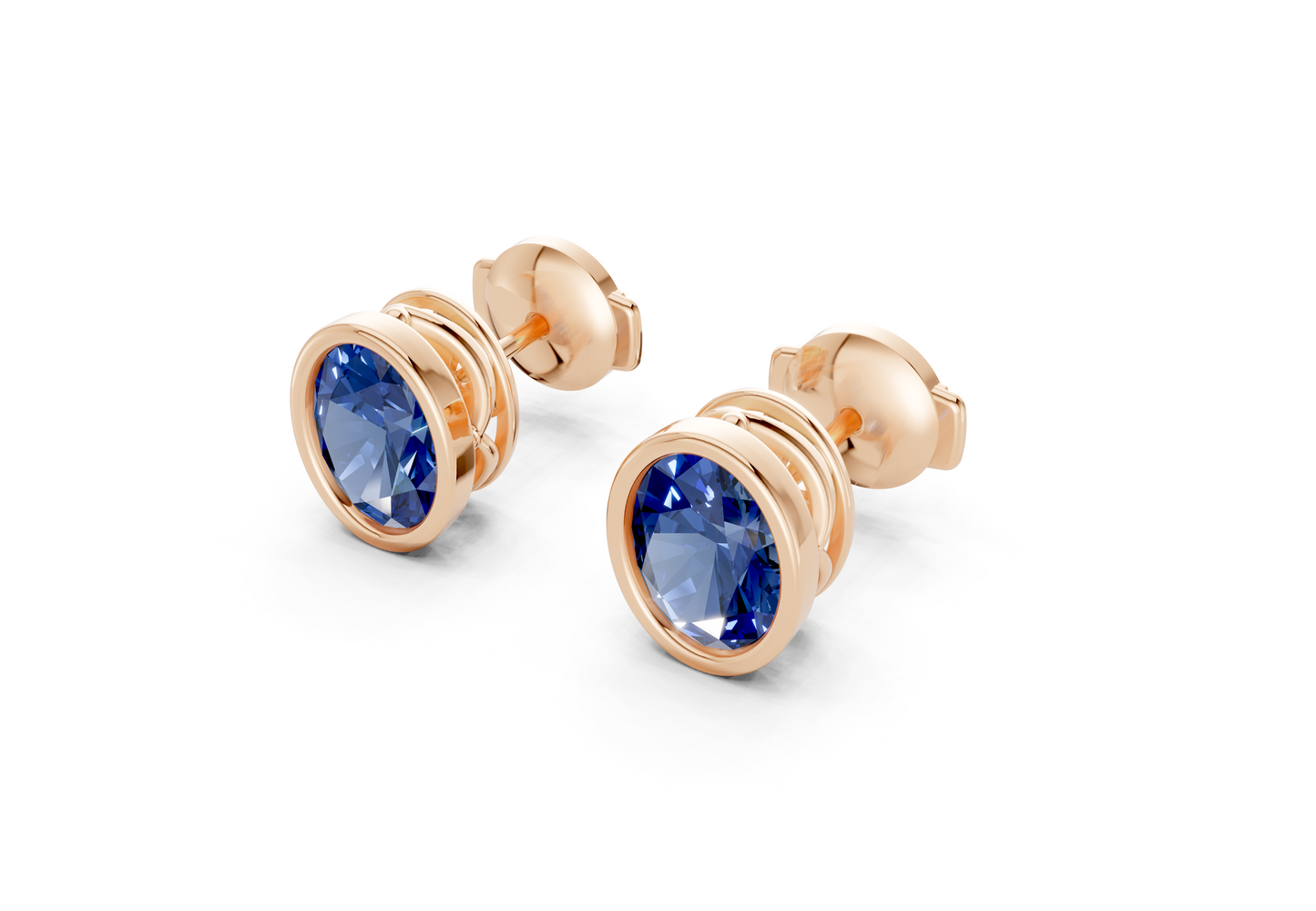 Solane Sapphire Gemstone Oval Cut Bezel Studs