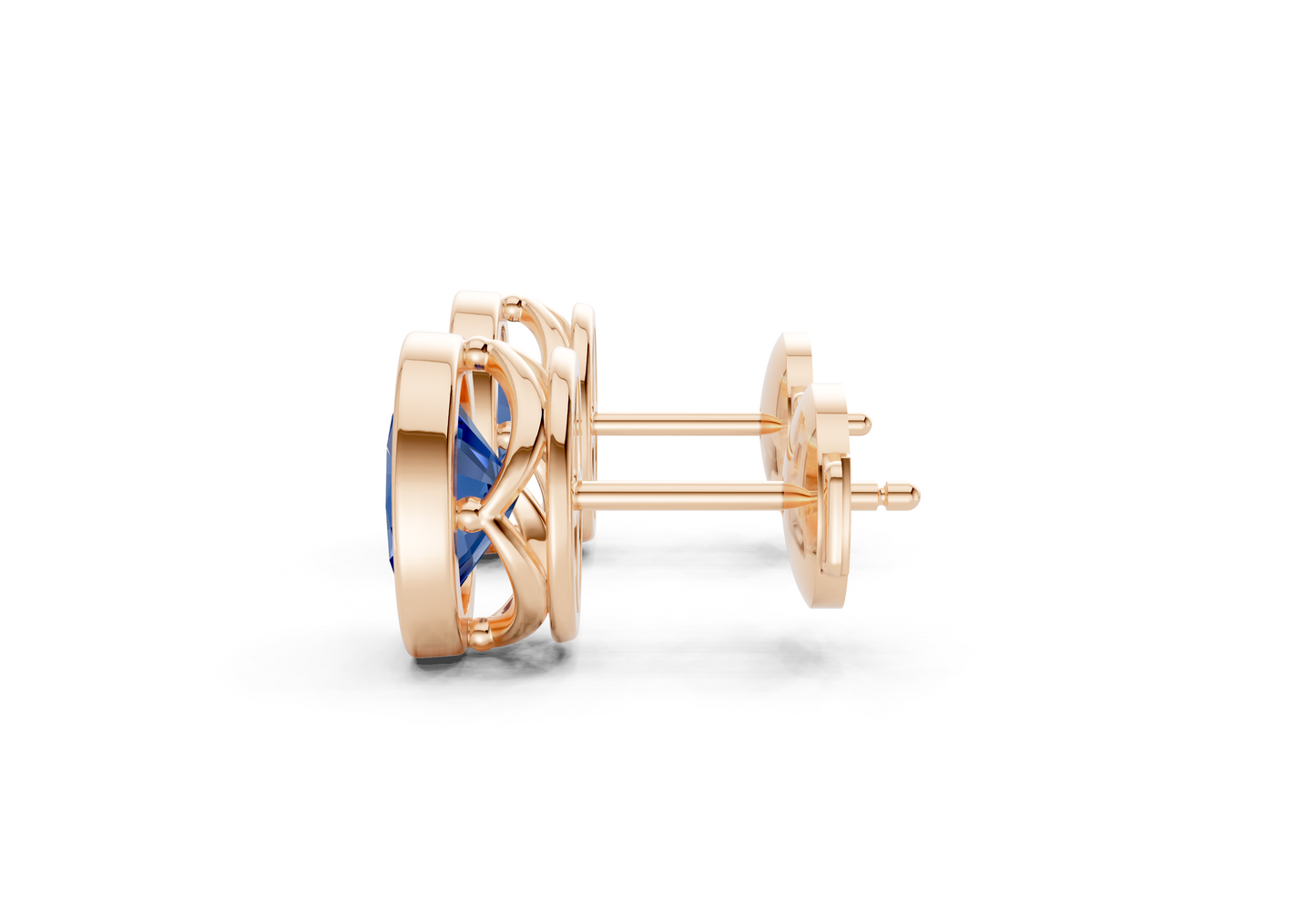 Solane Sapphire Gemstone Oval Cut Bezel Studs