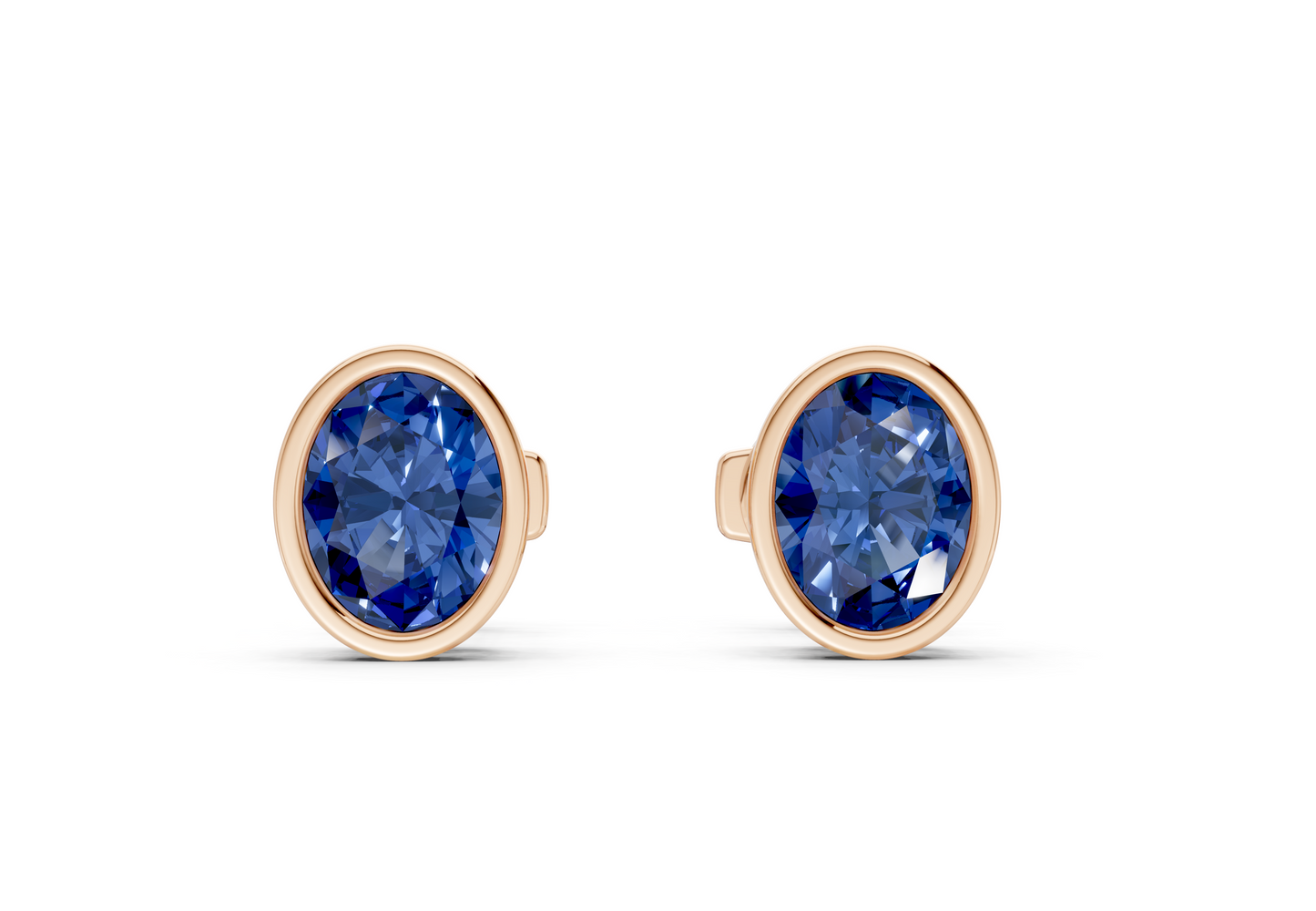 Solane Sapphire Gemstone Oval Cut Bezel Studs