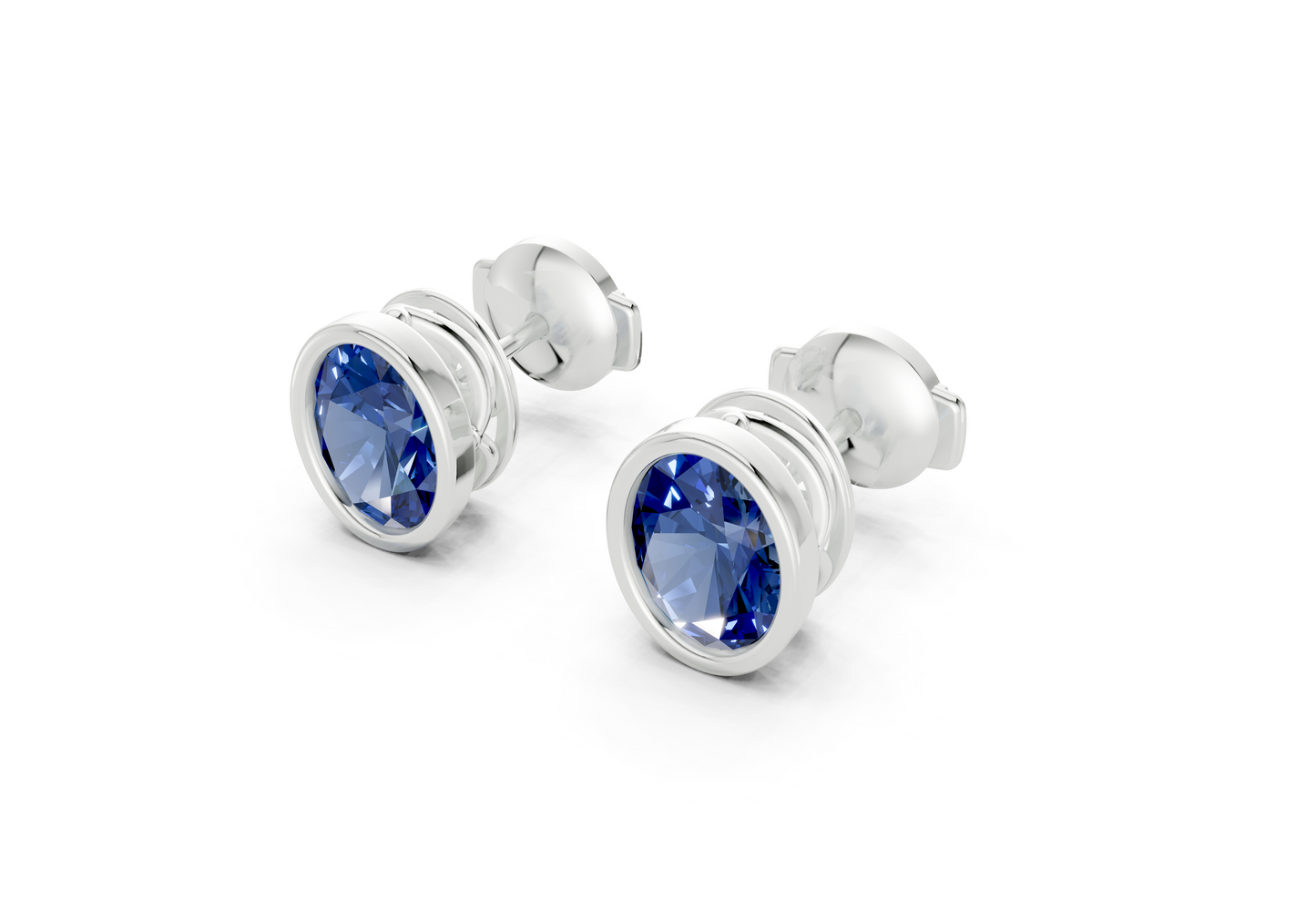 Solane Sapphire Gemstone Oval Cut Bezel Studs