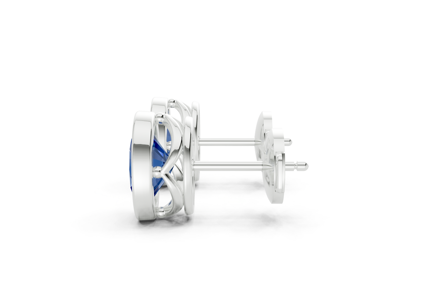 Solane Sapphire Gemstone Oval Cut Bezel Studs