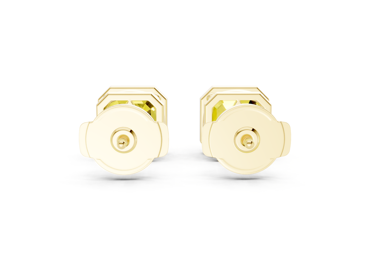 Solane Yellow Diamond Asscher Cut Bezel Studs