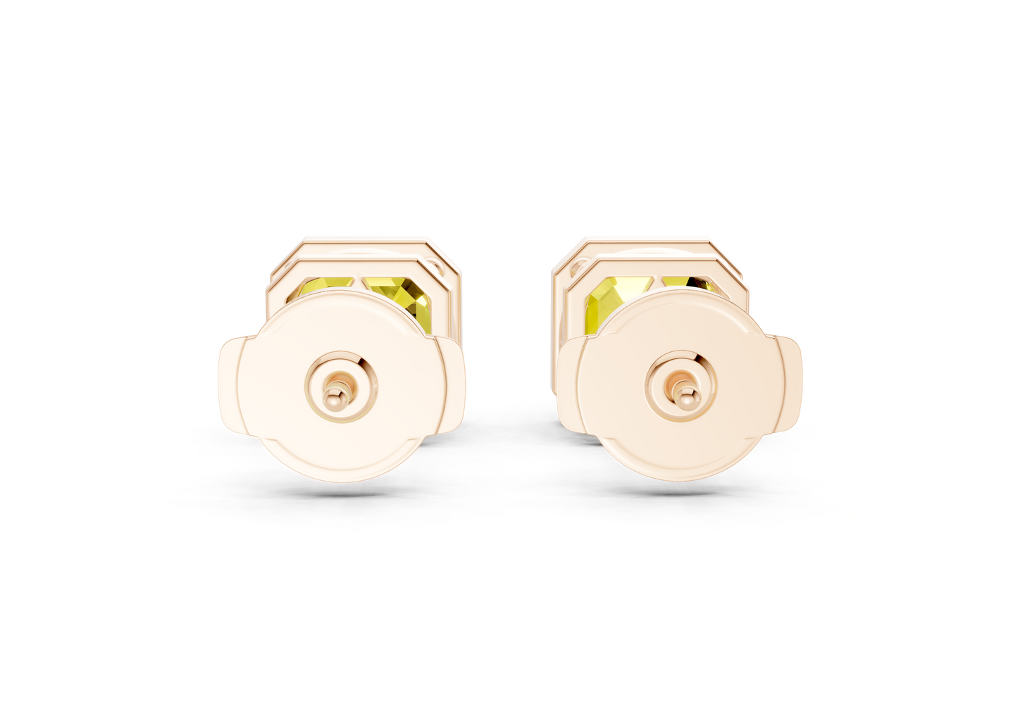 Solane Yellow Diamond Asscher Cut Bezel Studs