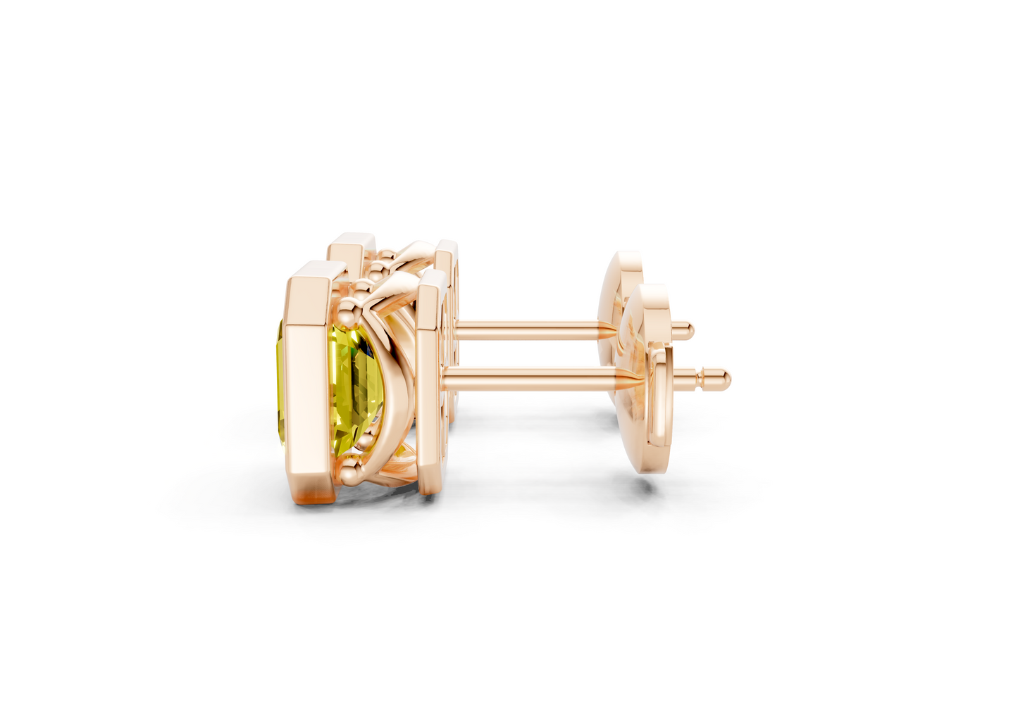 Solane Yellow Diamond Asscher Cut Bezel Studs