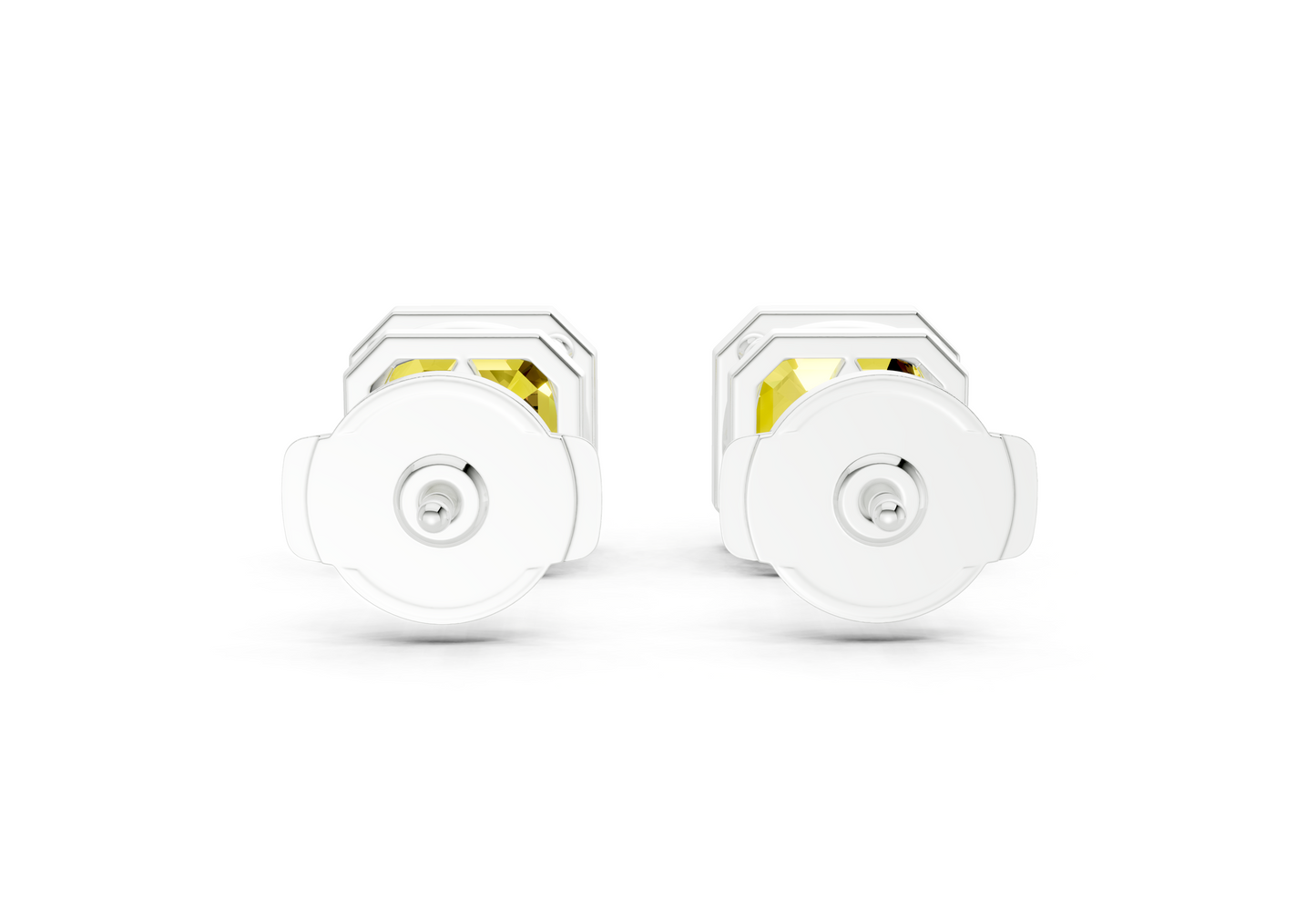 Solane Yellow Diamond Asscher Cut Bezel Studs