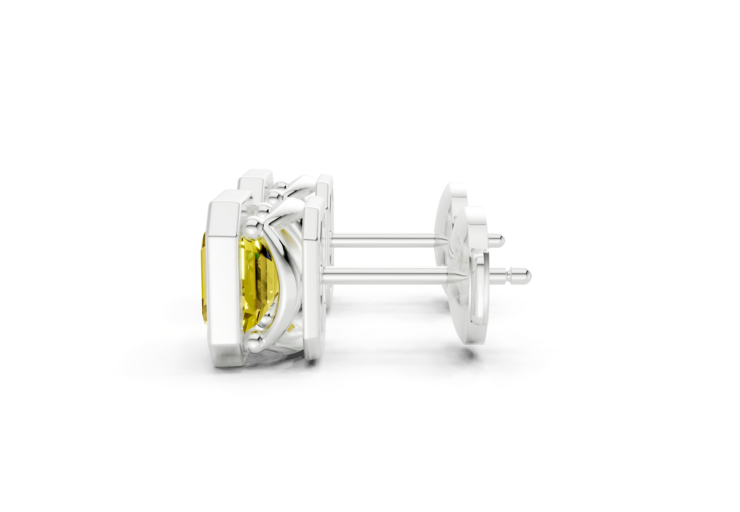 Solane Yellow Diamond Asscher Cut Bezel Studs