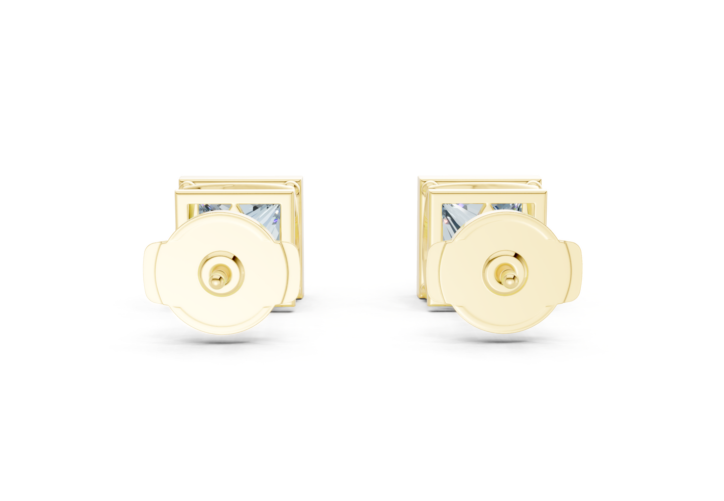 Solane Blue Diamond Princess Cut Bezel Studs