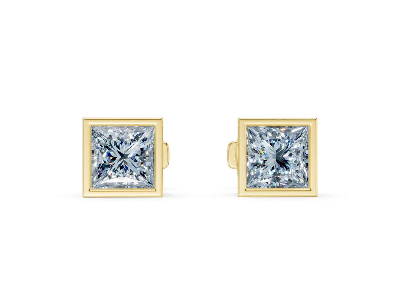 Solane Blue Diamond Princess Cut Bezel Studs
