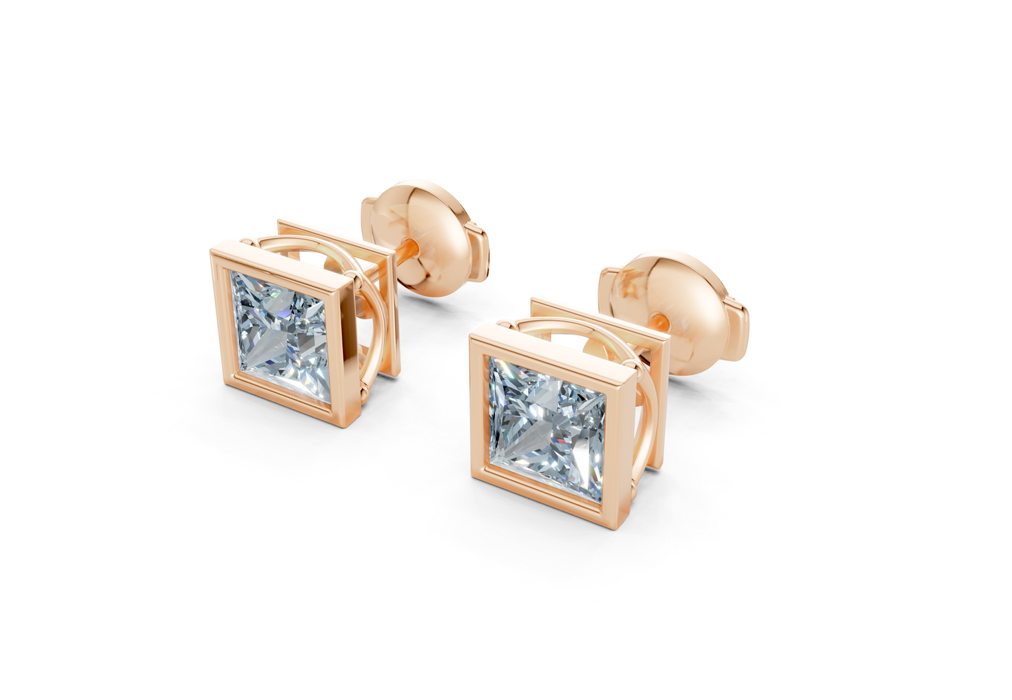 Solane Blue Diamond Princess Cut Bezel Studs
