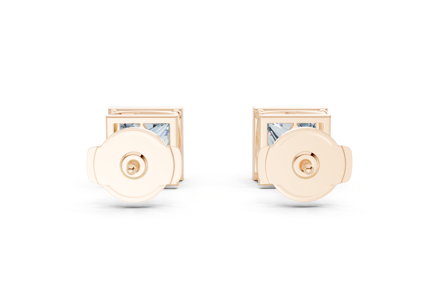 Solane Blue Diamond Princess Cut Bezel Studs