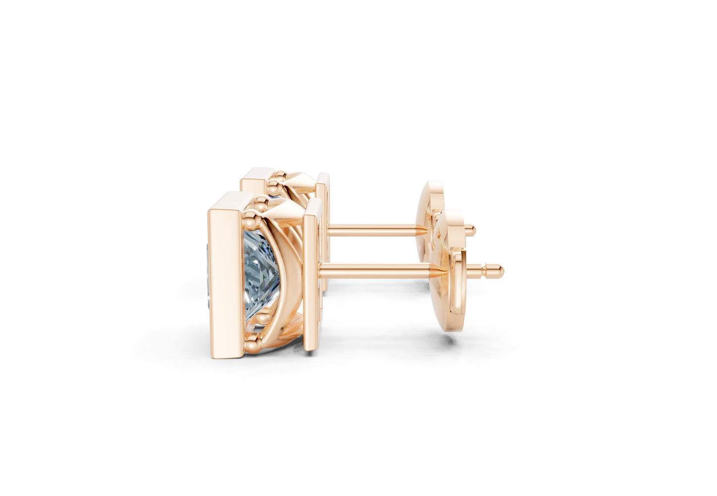 Solane Blue Diamond Princess Cut Bezel Studs