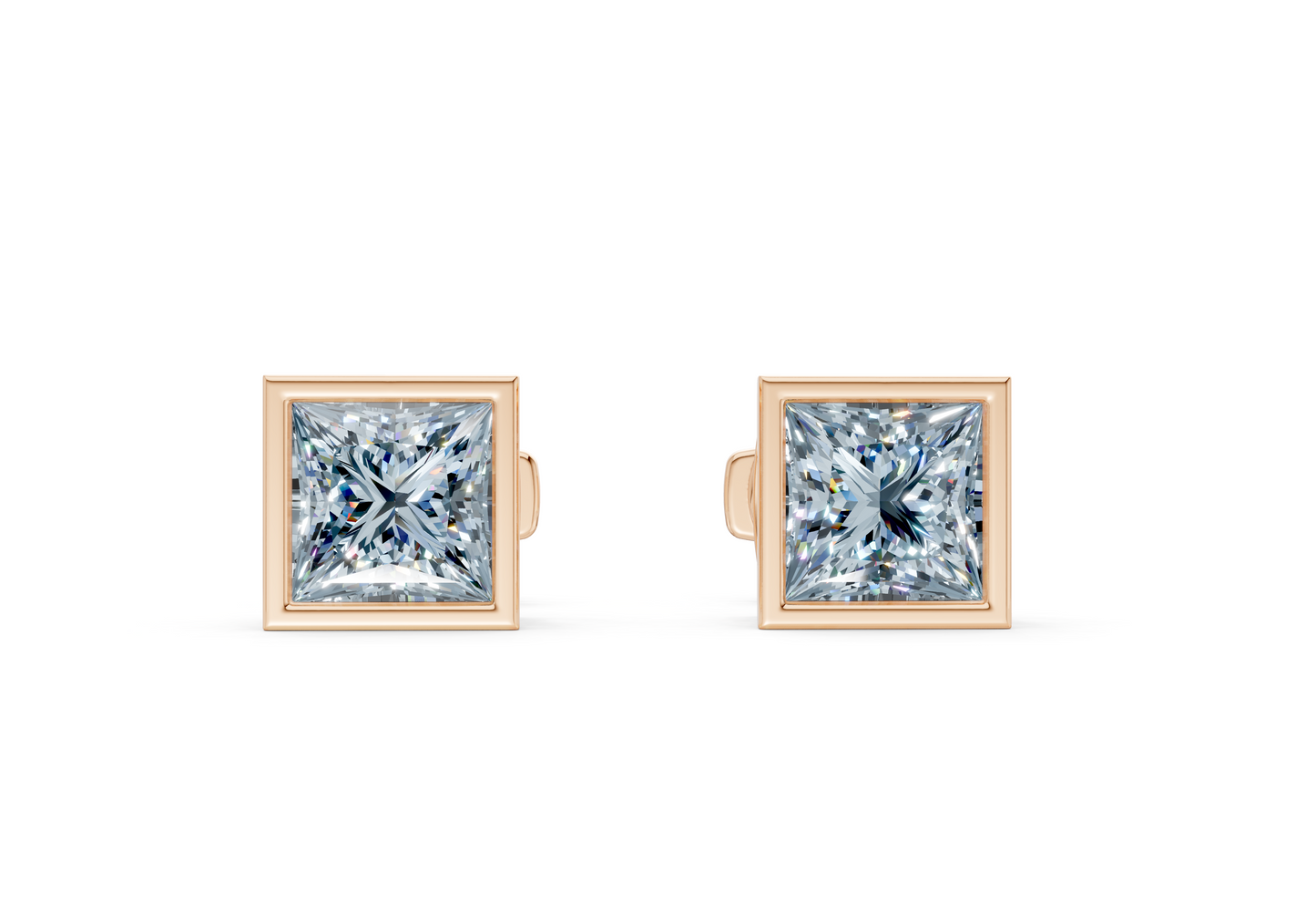Solane Blue Diamond Princess Cut Bezel Studs