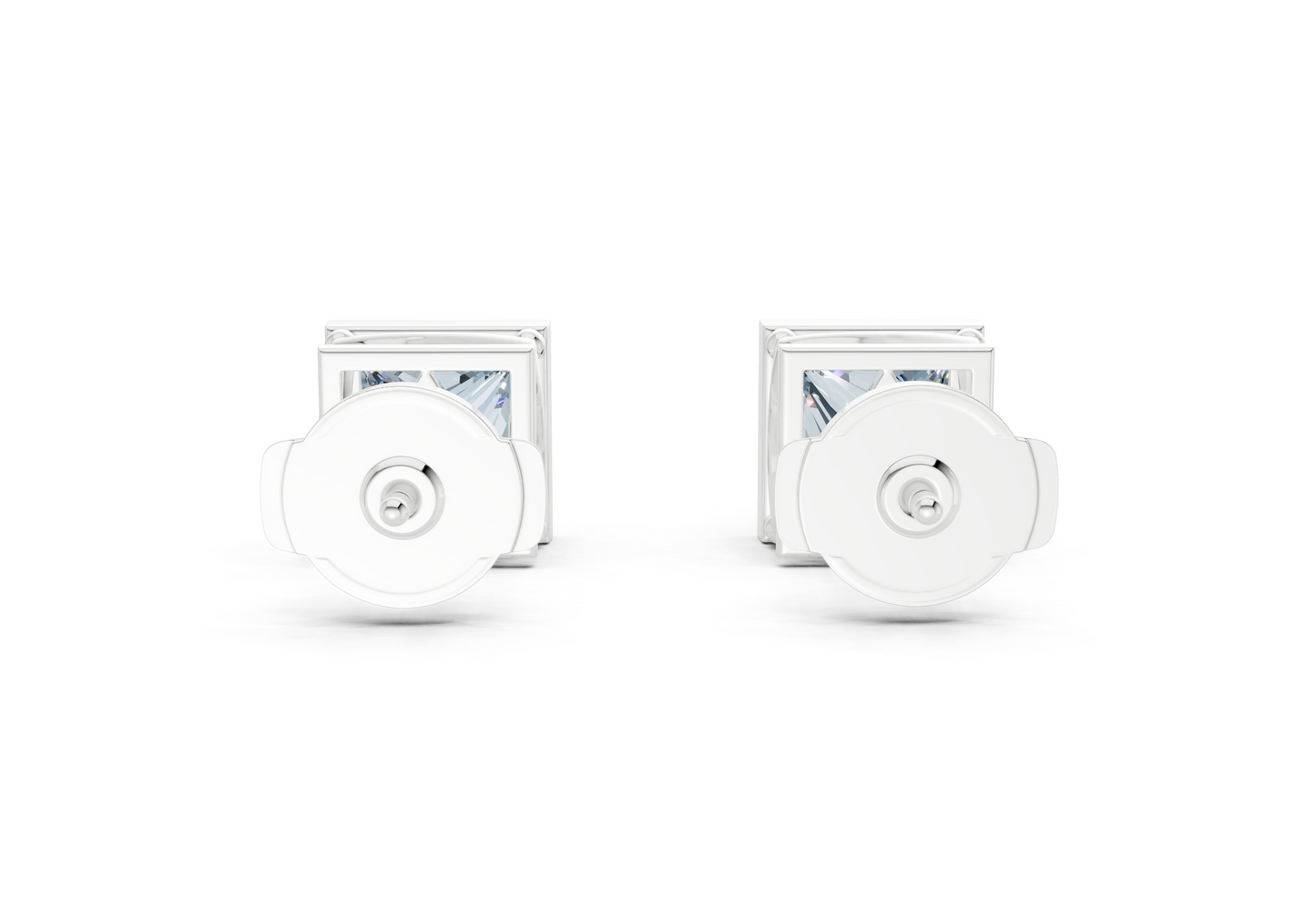Solane Blue Diamond Princess Cut Bezel Studs