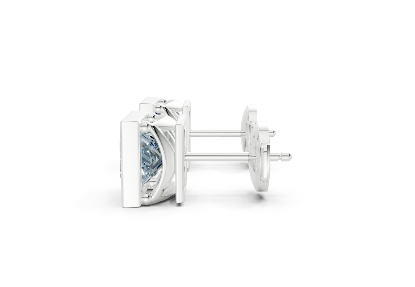Solane Blue Diamond Princess Cut Bezel Studs