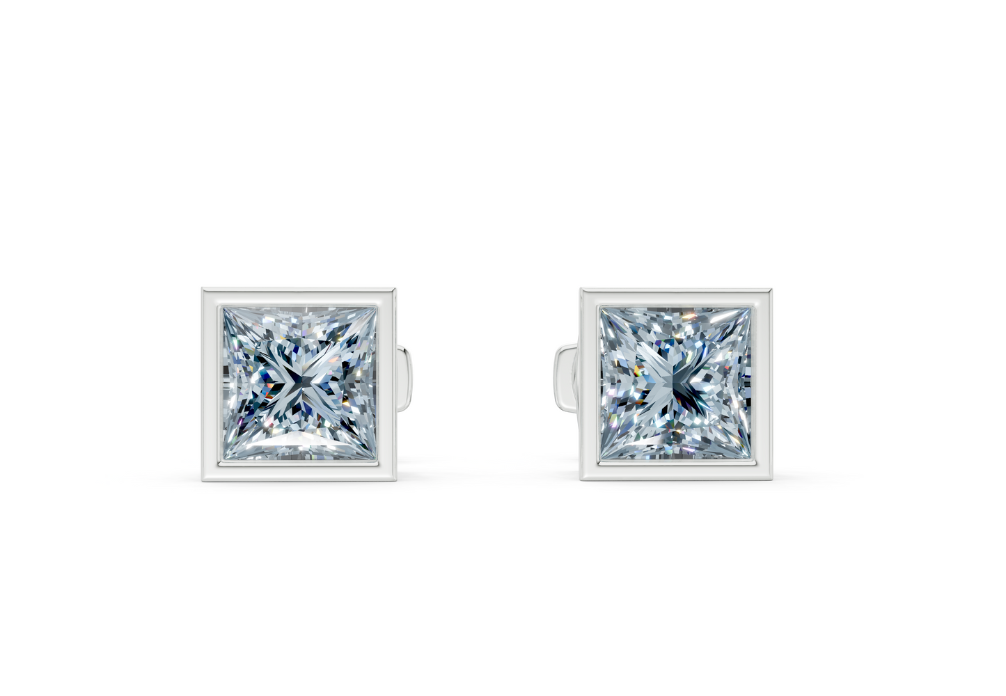 Solane Blue Diamond Princess Cut Bezel Studs