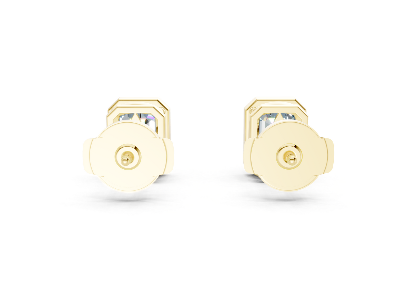 Solane Blue Diamond Emerald Cut Bezel Studs