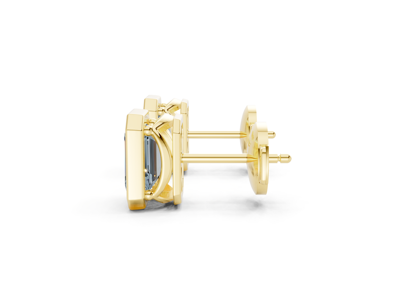 Solane Blue Diamond Emerald Cut Bezel Studs
