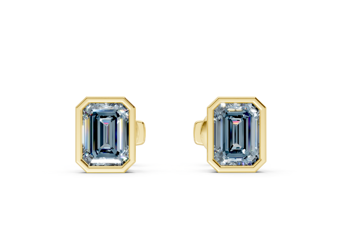 Solane Blue Diamond Emerald Cut Bezel Studs