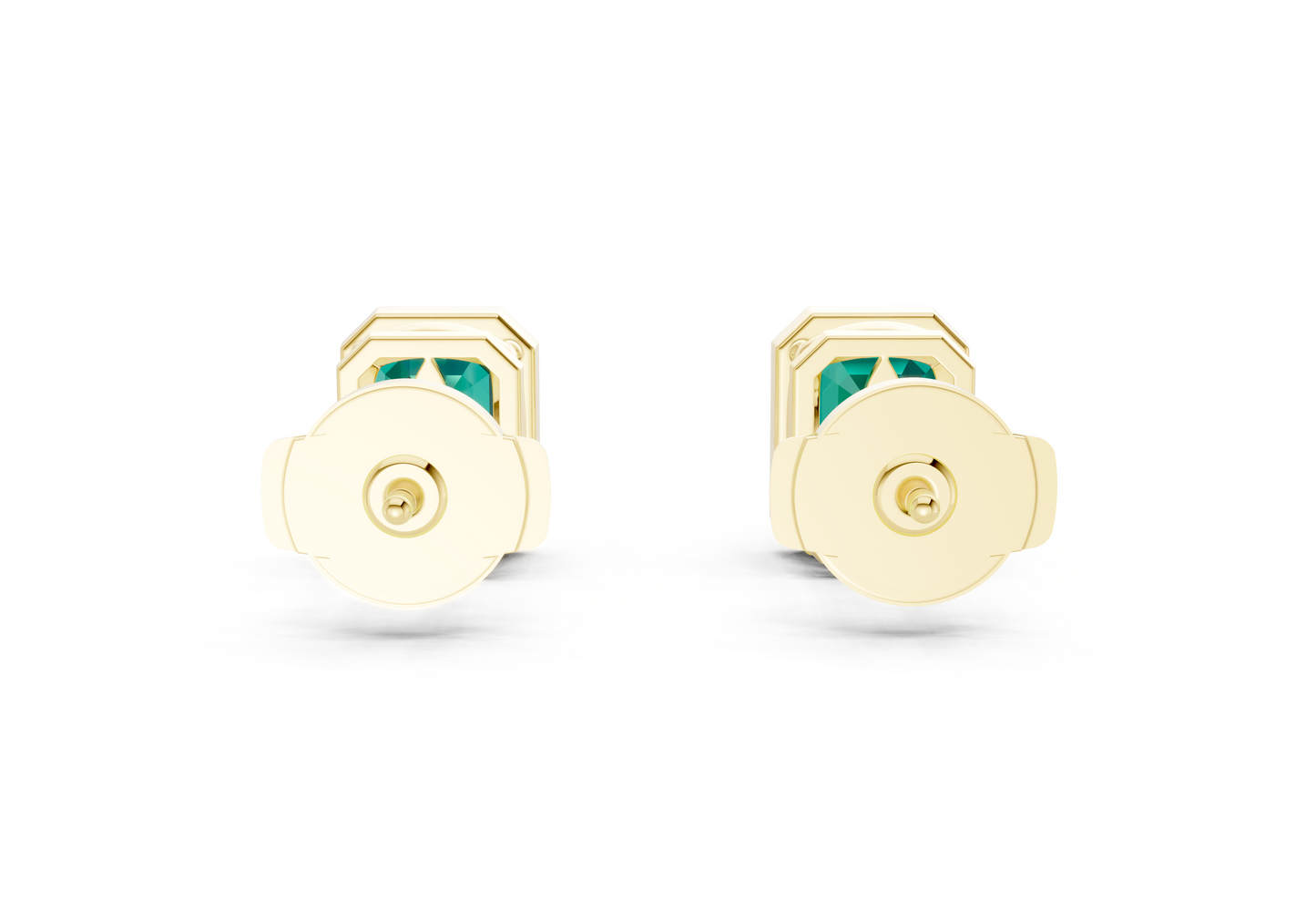 Solane Emerald Gemstone Emerald Cut Bezel Studs