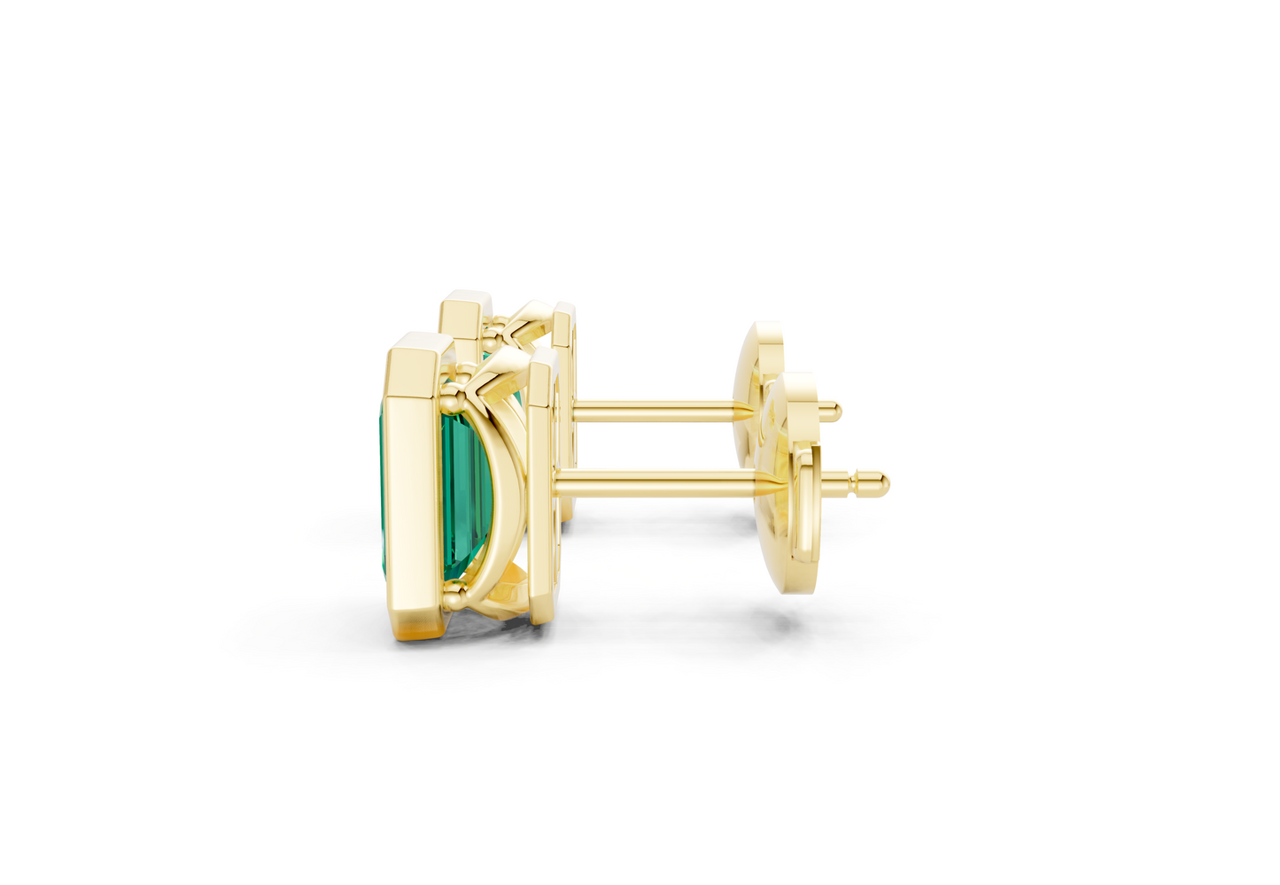 Solane Emerald Gemstone Emerald Cut Bezel Studs